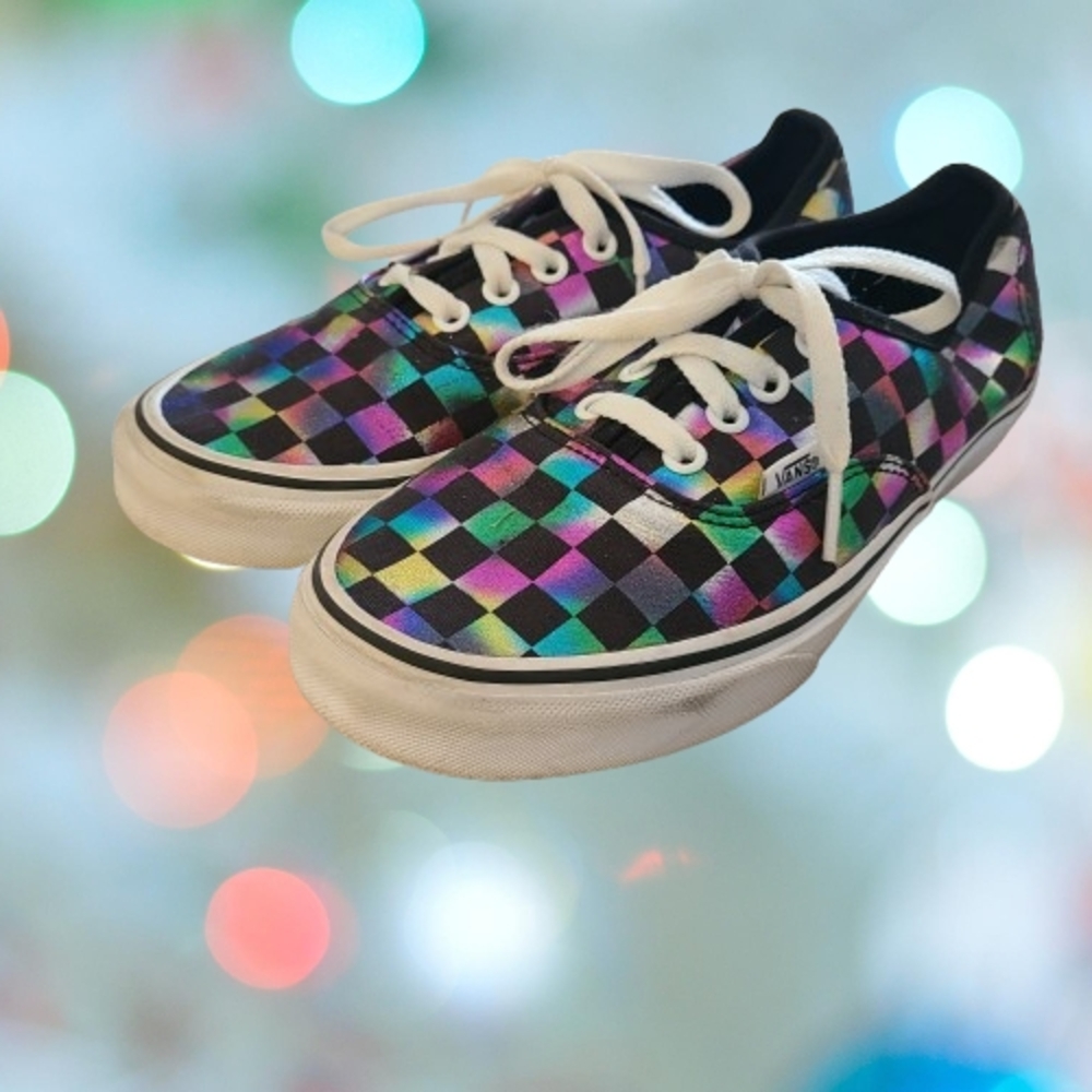 VANS Unisex Multicolor Checkered Tie Slip-On Sneakers, Size 6/M, 7.5/W #JR15-6 - Picture 3 of 8